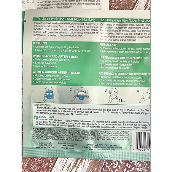 Garnier SkinActive Moisture Bomb Super Hydrating Mattifying Sheet Mask 2pk NEW - Picture 5 of 6